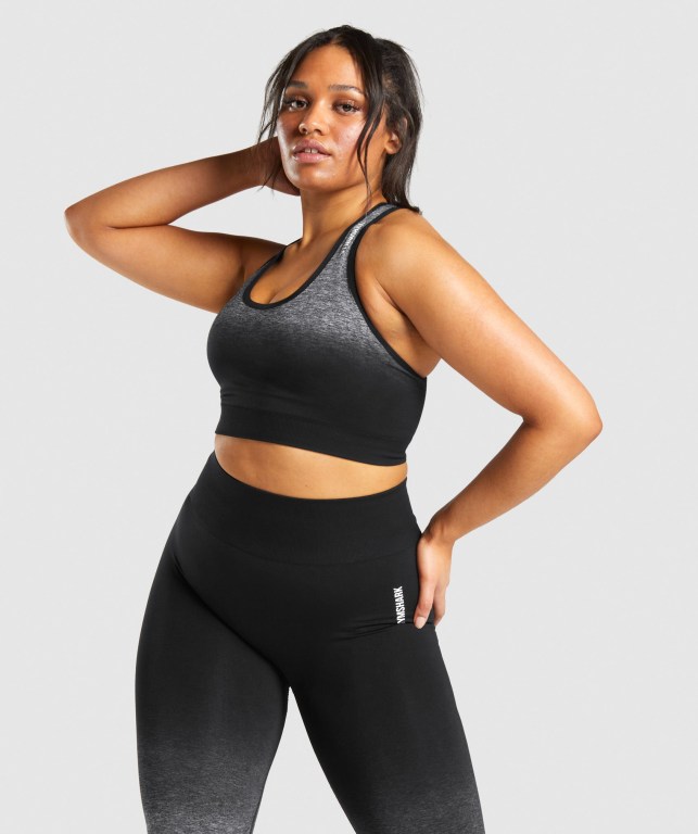 Sujetadores Deportivos Gymshark Adapt Ombre Seamless Sports Bra Mujer Negros Negros | 4llXylXQcdc