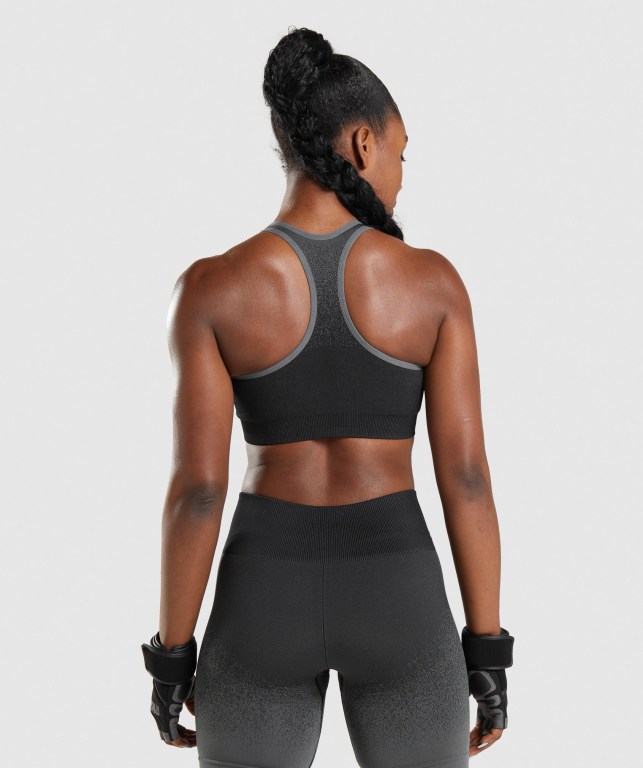 Sujetadores Deportivos Gymshark Adapt Ombre Seamless Sports Bra Mujer Negros Grises | F3ItxS8orPK