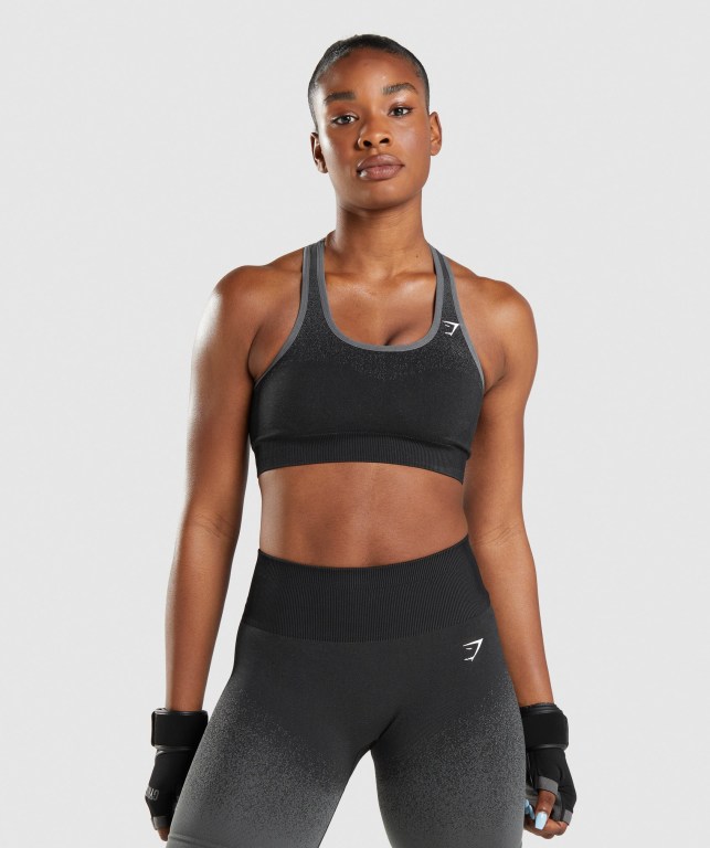 Sujetadores Deportivos Gymshark Adapt Ombre Seamless Sports Bra Mujer Negros Grises | F3ItxS8orPK