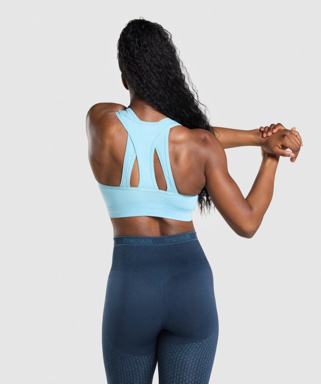 Sujetadores Deportivos Gymshark Apex Seamless Sports Bra Mujer Azules Claro | odpkoXMDJVe