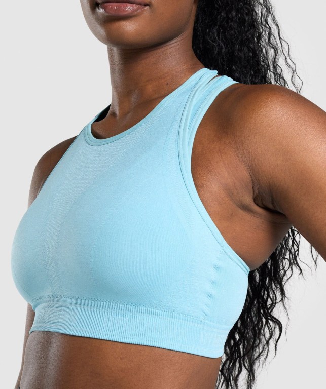 Sujetadores Deportivos Gymshark Apex Seamless Sports Bra Mujer Azules Claro | odpkoXMDJVe