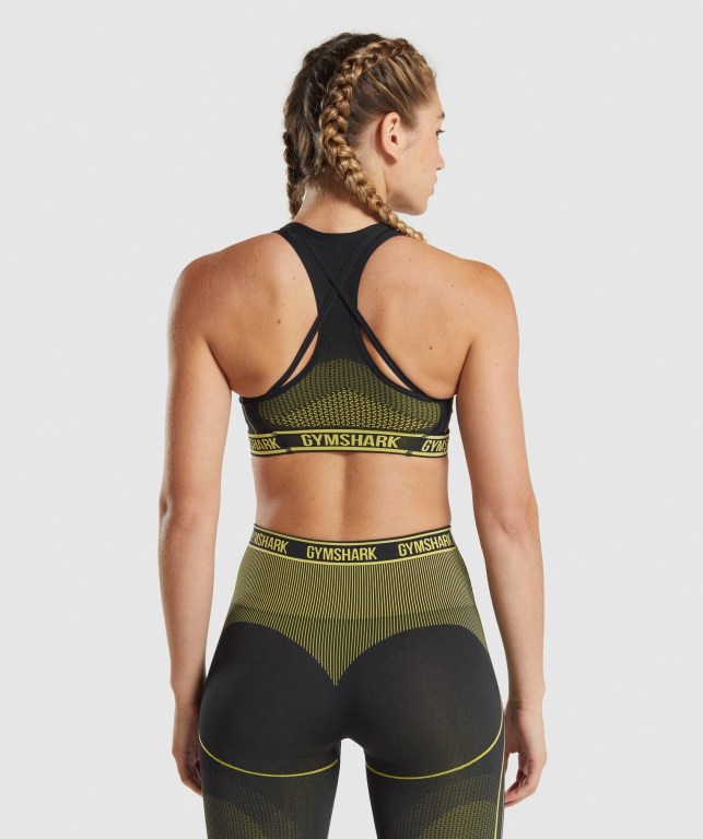 Sujetadores Deportivos Gymshark Apex Seamless Sports Bra Mujer Negros Amarillos | wqf5h9z2gLr