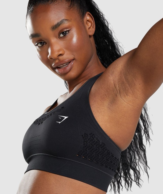 Sujetadores Deportivos Gymshark Energy Seamless Sports Bra Mujer Negros | DUDTlSLHoWI