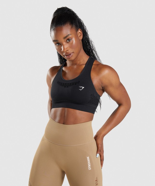 Sujetadores Deportivos Gymshark Energy Seamless Sports Bra Mujer Negros | DUDTlSLHoWI