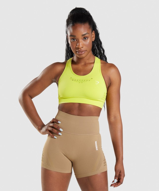 Sujetadores Deportivos Gymshark Energy Seamless Sports Bra Mujer Amarillos | ZJPOSCpAMTm