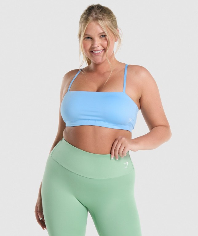 Sujetadores Deportivos Gymshark Entrenamiento Bandeau Mujer Azules Claro | QsiZxQzSGoA