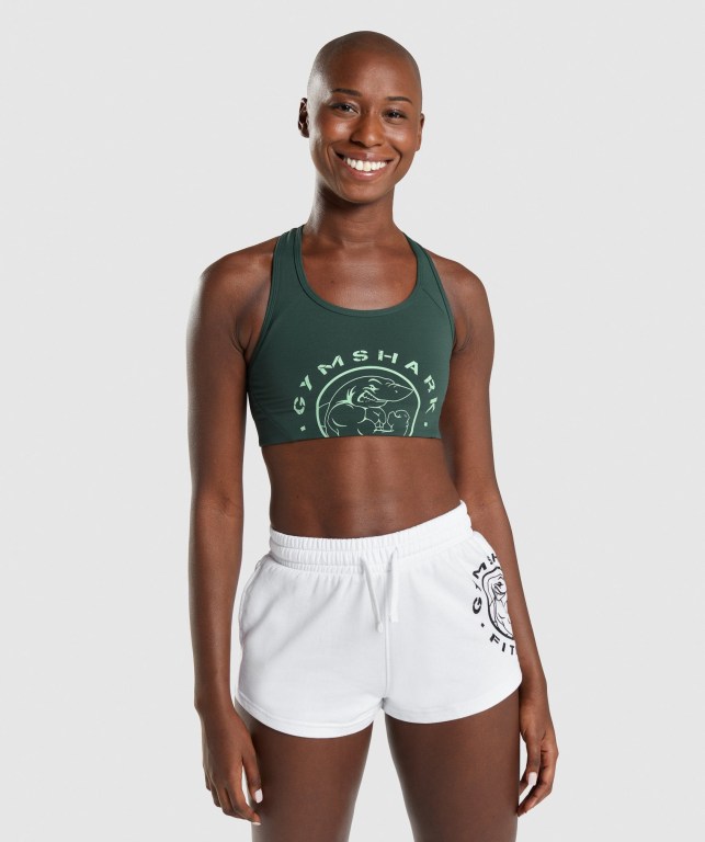 Sujetadores Deportivos Gymshark Legacy Graphic Sports Bra Mujer Verdes Oscuro | WPP6TNqScvN