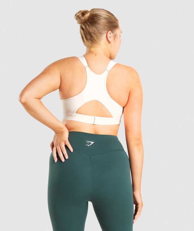 Sujetadores Deportivos Gymshark Mesh Neckline Entrenamiento Sports Bra Mujer Creme | 5XIzu2JpwUE