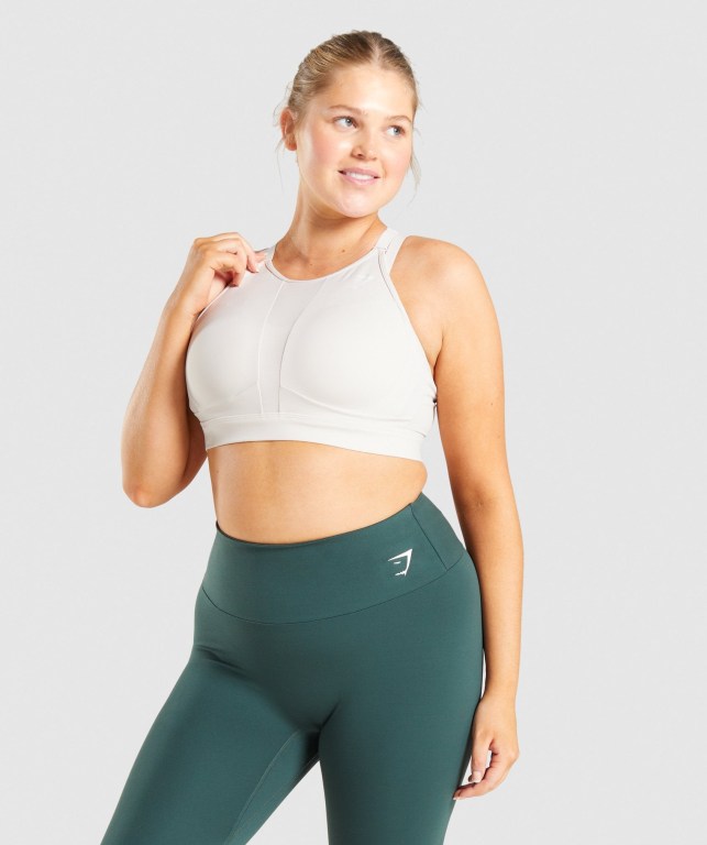 Sujetadores Deportivos Gymshark Mesh Neckline Entrenamiento Sports Bra Mujer Creme | 5XIzu2JpwUE