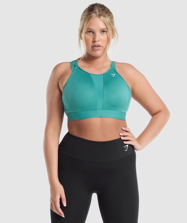 Sujetadores Deportivos Gymshark Mesh Neckline Entrenamiento Sports Bra Mujer Turquesa | 7KoeYUUDktS