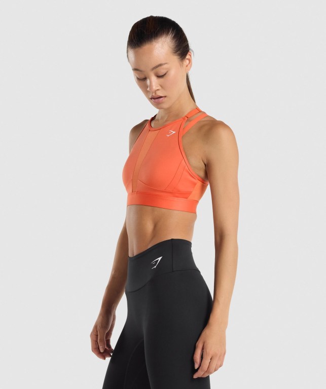 Sujetadores Deportivos Gymshark Mesh Neckline Entrenamiento Sports Bra Mujer Naranjas | BfXivZBsRvK