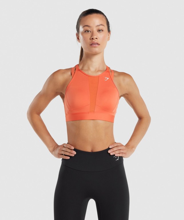 Sujetadores Deportivos Gymshark Mesh Neckline Entrenamiento Sports Bra Mujer Naranjas | BfXivZBsRvK