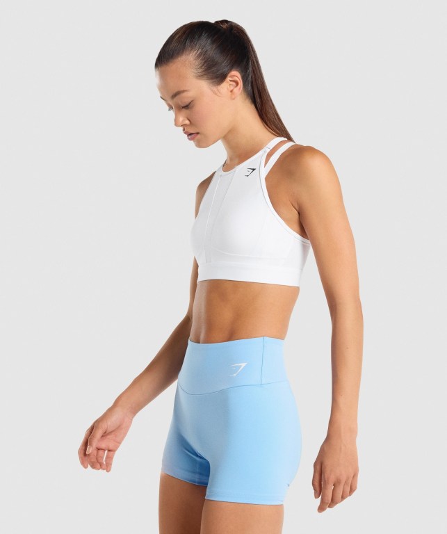 Sujetadores Deportivos Gymshark Mesh Neckline Entrenamiento Sports Bra Mujer Blancos | GyYYvz14FGA