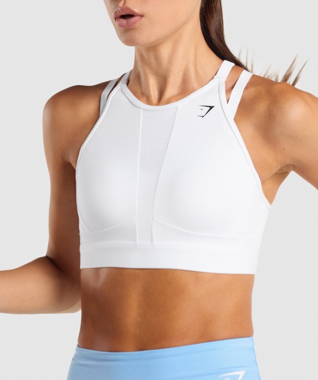 Sujetadores Deportivos Gymshark Mesh Neckline Entrenamiento Sports Bra Mujer Blancos | GyYYvz14FGA