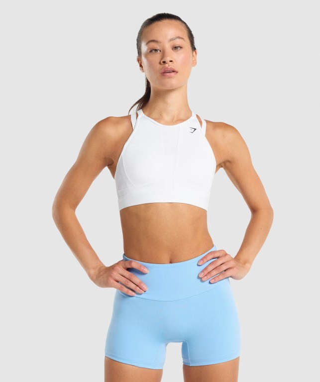 Sujetadores Deportivos Gymshark Mesh Neckline Entrenamiento Sports Bra Mujer Blancos | GyYYvz14FGA