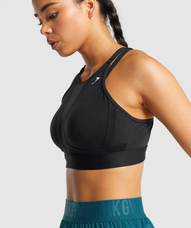 Sujetadores Deportivos Gymshark Mesh Neckline Entrenamiento Sports Bra Mujer Negros | WMeDfd6oAs3