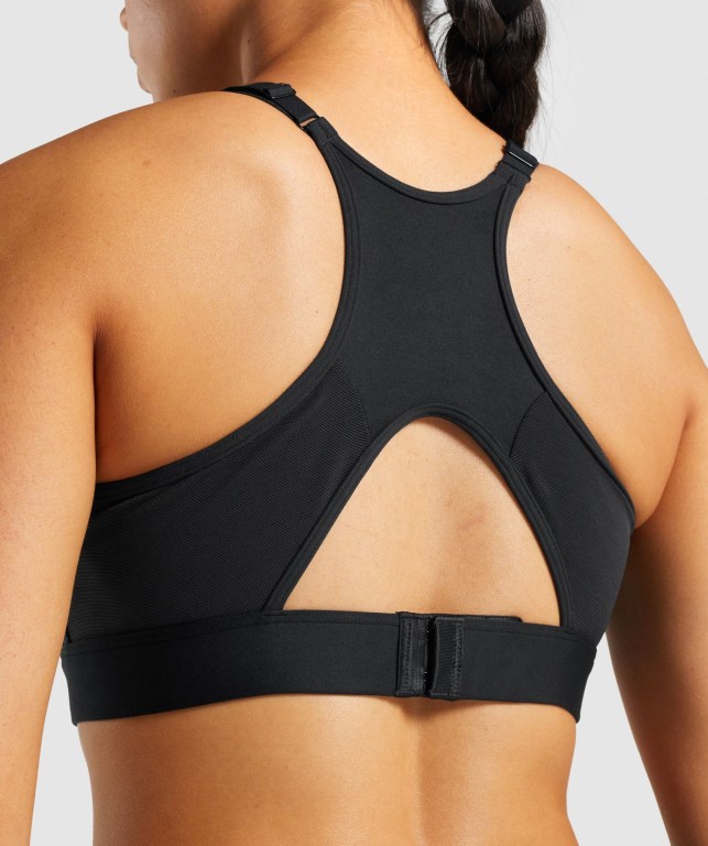 Sujetadores Deportivos Gymshark Mesh Neckline Entrenamiento Sports Bra Mujer Negros | WMeDfd6oAs3