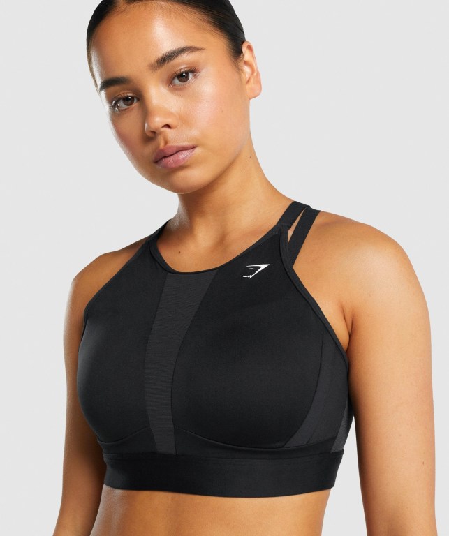 Sujetadores Deportivos Gymshark Mesh Neckline Entrenamiento Sports Bra Mujer Negros | WMeDfd6oAs3