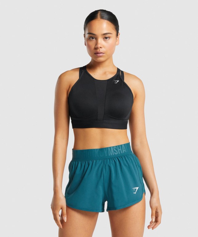 Sujetadores Deportivos Gymshark Mesh Neckline Entrenamiento Sports Bra Mujer Negros | WMeDfd6oAs3