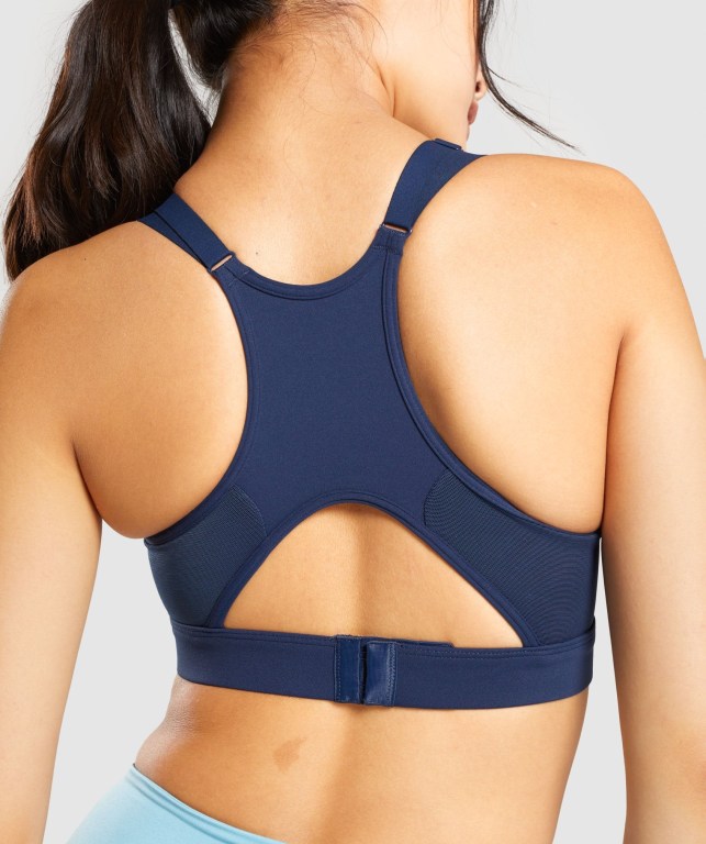 Sujetadores Deportivos Gymshark Mesh Neckline Entrenamiento Sports Bra Mujer Azul Marino | fMoFWU1Thj8