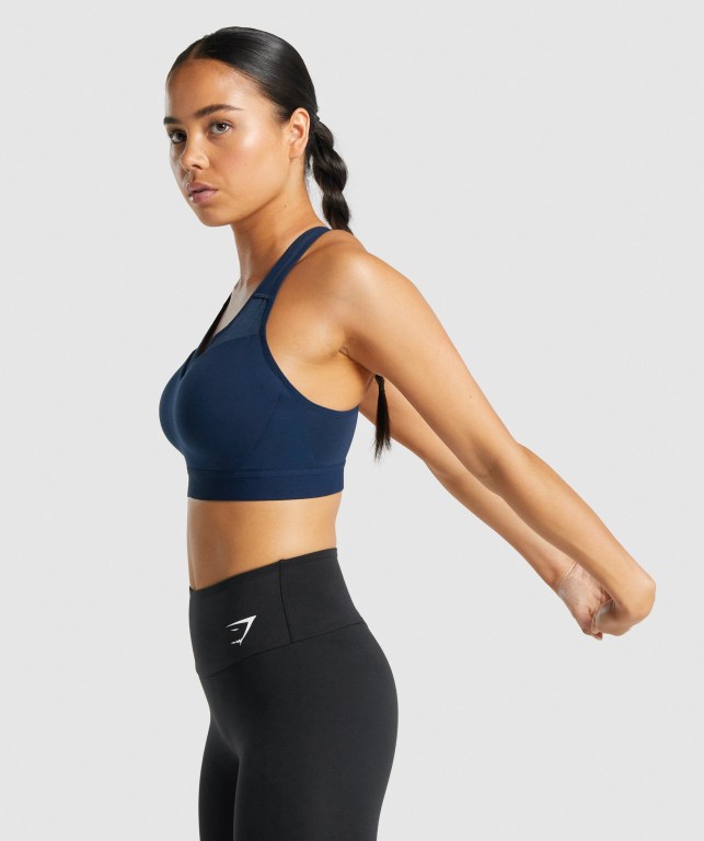 Sujetadores Deportivos Gymshark Open Back Entrenamiento Sports Bra Mujer Azul Marino | 3ArVtAS85Ea