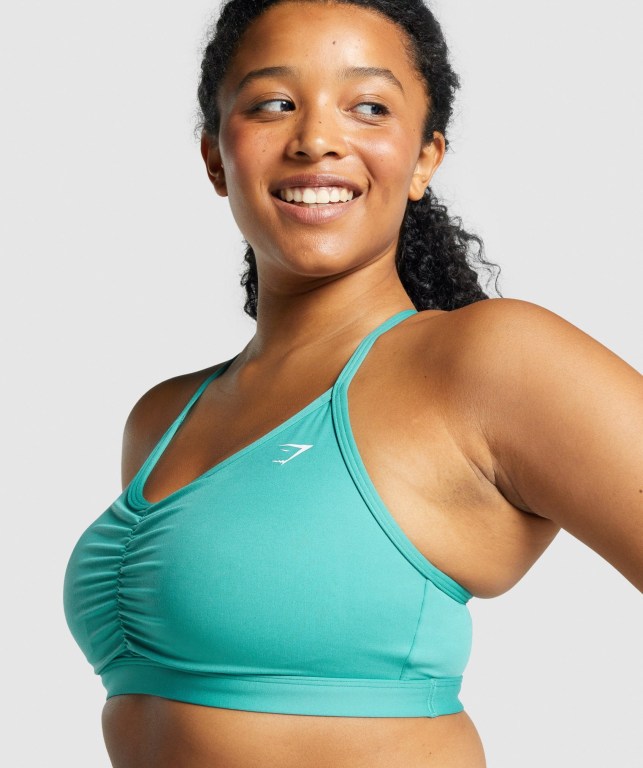 Sujetadores Deportivos Gymshark Ruched Entrenamiento Sports Bra Mujer Turquesa | 5k55odjBjYU