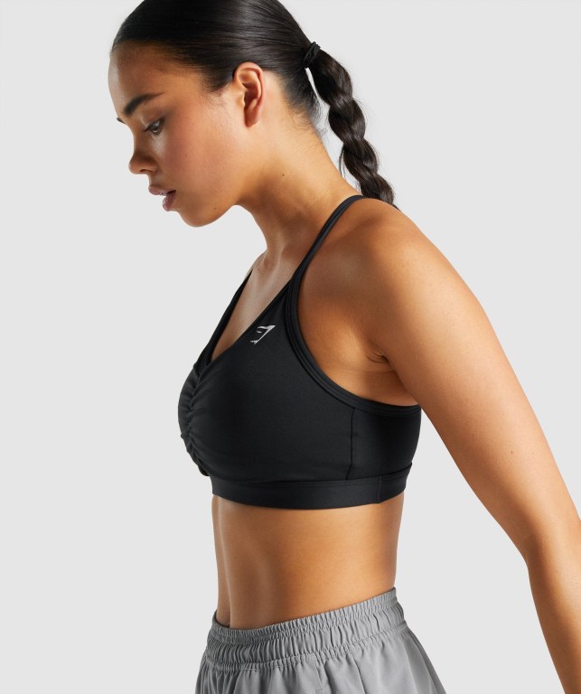 Sujetadores Deportivos Gymshark Ruched Entrenamiento Sports Bra Mujer Negros | YKByiQmSD76