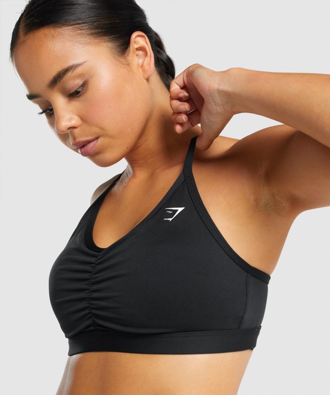 Sujetadores Deportivos Gymshark Ruched Entrenamiento Sports Bra Mujer Negros | YKByiQmSD76