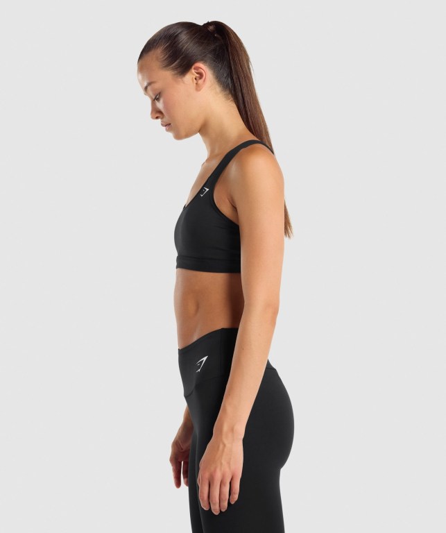 Sujetadores Deportivos Gymshark Scoop Neck Entrenamiento Sports Bra Mujer Negros | 9ft2h3L6hvr