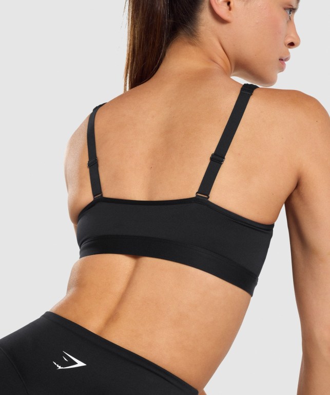 Sujetadores Deportivos Gymshark Scoop Neck Entrenamiento Sports Bra Mujer Negros | 9ft2h3L6hvr