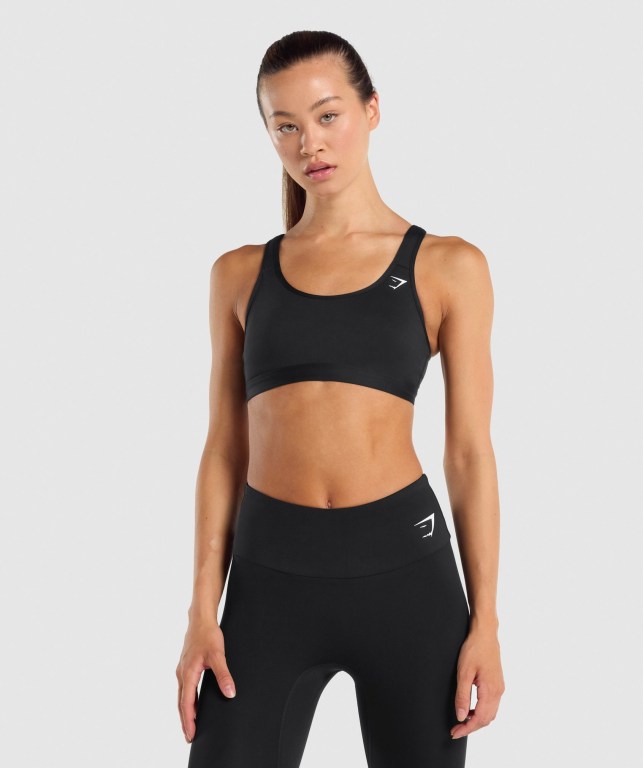 Sujetadores Deportivos Gymshark Scoop Neck Entrenamiento Sports Bra Mujer Negros | 9ft2h3L6hvr