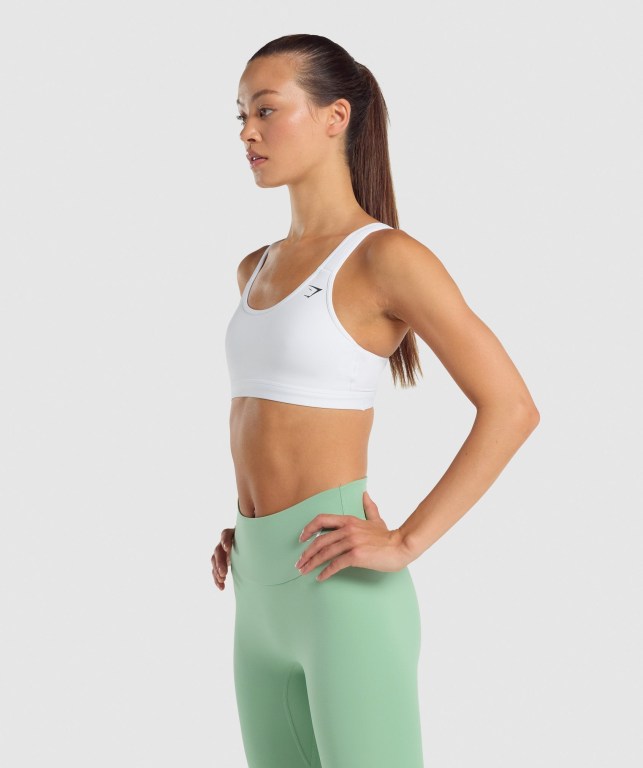 Sujetadores Deportivos Gymshark Scoop Neck Entrenamiento Sports Bra Mujer Blancos | d7yZAd8ga7g