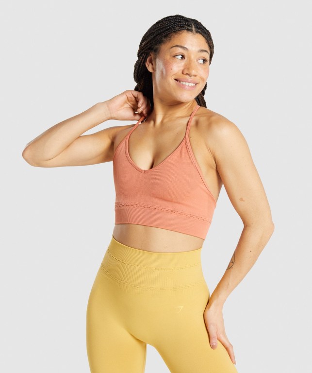 Sujetadores Deportivos Gymshark Studio Seamless Sports Bra Mujer Naranjas | 8Z4fwlE9MLA