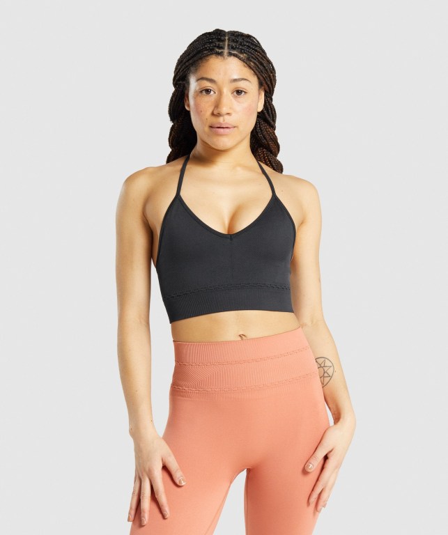 Sujetadores Deportivos Gymshark Studio Seamless Sports Bra Mujer Negros | ABbAwabQMp2