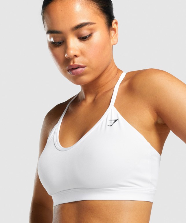 Sujetadores Deportivos Gymshark V Neck Entrenamiento Sports Bra Mujer Blancos | NseTQ5SUNsI