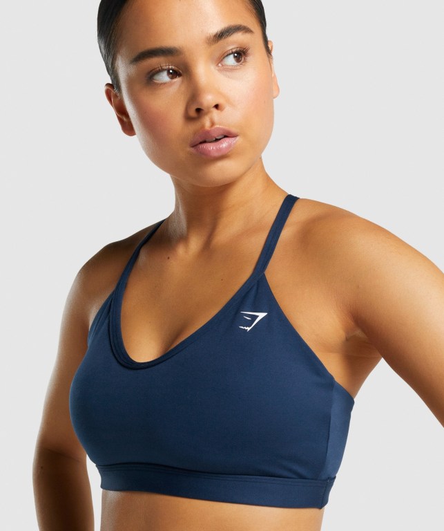 Sujetadores Deportivos Gymshark V Neck Entrenamiento Sports Bra Mujer Azul Marino | uqfDLSpRQC5