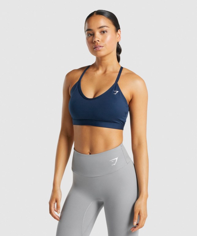 Sujetadores Deportivos Gymshark V Neck Entrenamiento Sports Bra Mujer Azul Marino | uqfDLSpRQC5