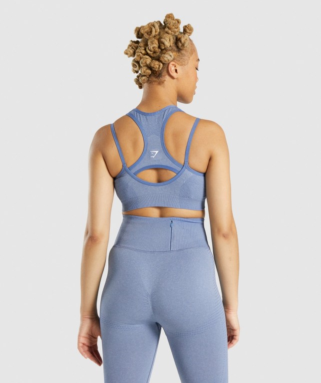 Sujetadores Deportivos Gymshark Vital Rise Seamless Sports Bra Mujer Azules | WZuOwlQvtLI