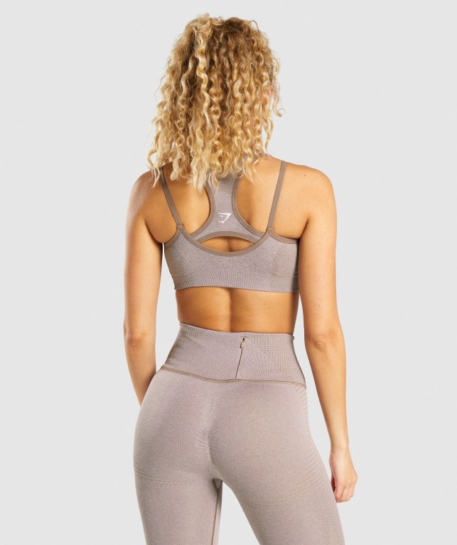 Sujetadores Deportivos Gymshark Vital Rise Seamless Sports Bra Mujer Grises Marrom | cwJzXEc2NKV