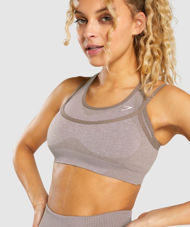 Sujetadores Deportivos Gymshark Vital Rise Seamless Sports Bra Mujer Grises Marrom | cwJzXEc2NKV