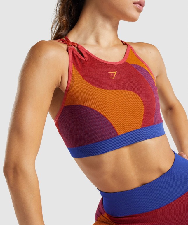 Sujetadores Deportivos Gymshark WTFlex Seamless Asymmetric Tiras Sports Bra Mujer Rosas | H3ICONLEmgR