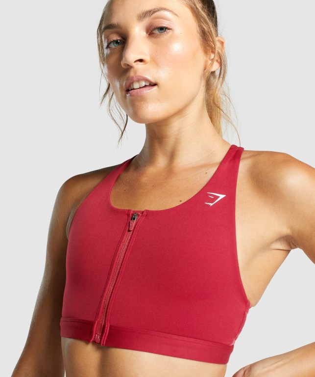 Sujetadores Deportivos Gymshark Zip Up Entrenamiento Sports Bra Mujer Vino | 4ucJEWBfgot