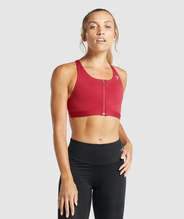 Sujetadores Deportivos Gymshark Zip Up Entrenamiento Sports Bra Mujer Vino | 4ucJEWBfgot