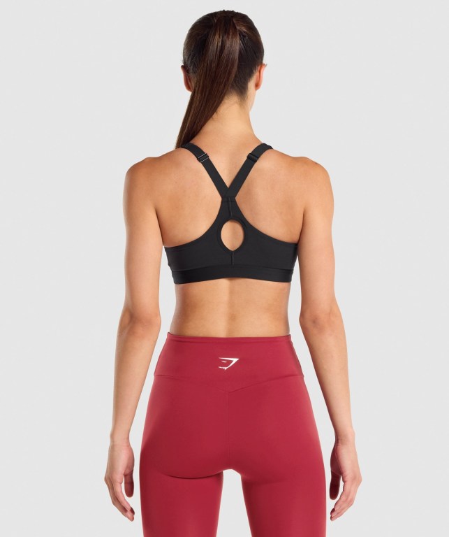 Sujetadores Deportivos Gymshark Zip Up Entrenamiento Sports Bra Mujer Negros | 5d1COLAaYO9