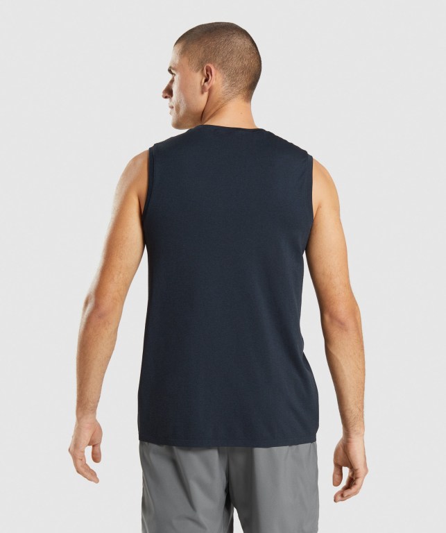 Tank Top Gymshark Arrival Seamless Hombre Azul Marino | czMc2vVWD1S