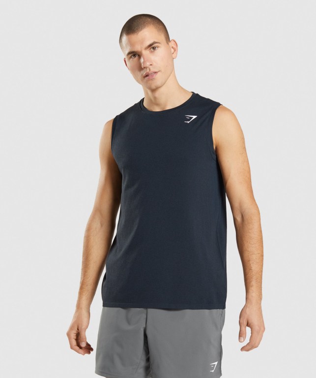 Tank Top Gymshark Arrival Seamless Hombre Azul Marino | czMc2vVWD1S