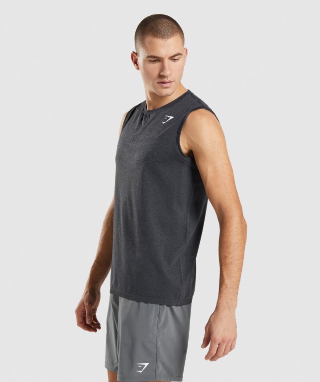 Tank Top Gymshark Arrival Seamless Hombre Negros | wk4h7dcvta7