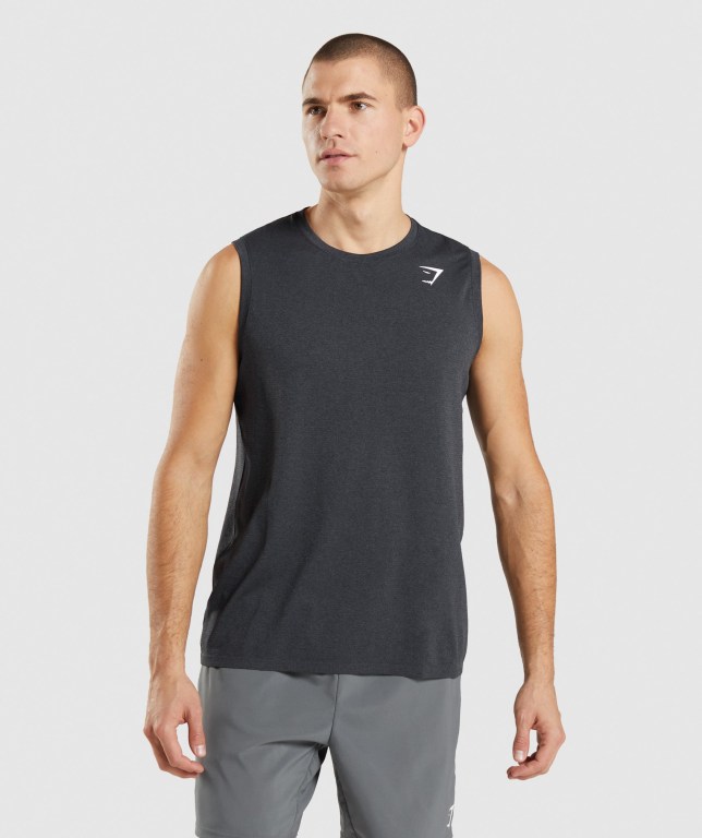 Tank Top Gymshark Arrival Seamless Hombre Negros | wk4h7dcvta7