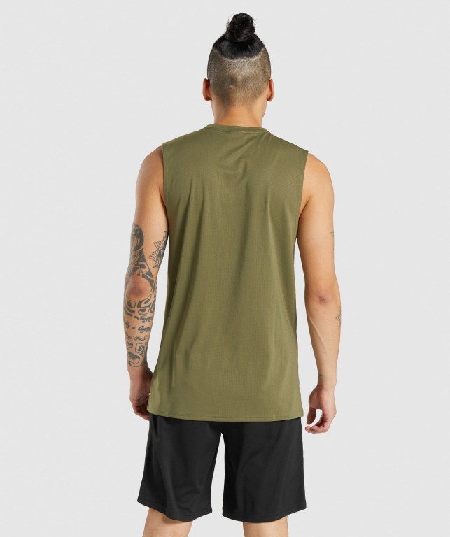 Tank Top Gymshark Arrival Sin Manga Hombre Verdes Oscuro | VcrbKppLVXl