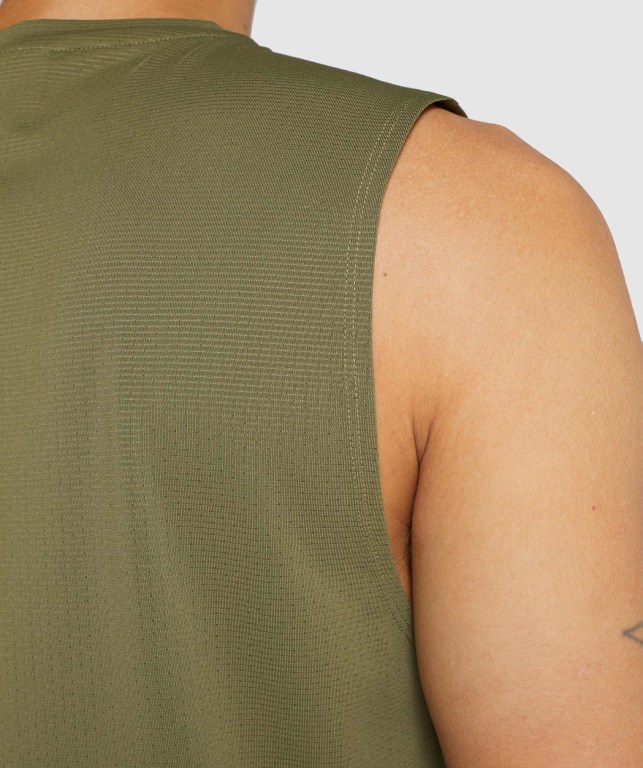 Tank Top Gymshark Arrival Sin Manga Hombre Verdes Oscuro | VcrbKppLVXl